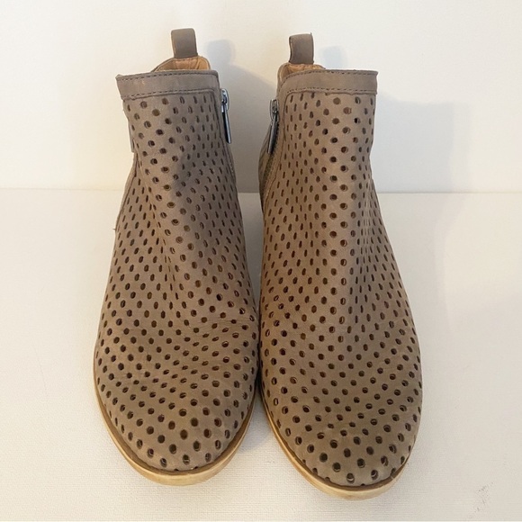 Lucky Brand Basel Suede Double Zip Perforated Ankle Boots - 7.5 - Picture 6 of 13